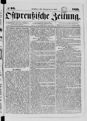 Ostpreußische Zeitung vom 24.04.1853