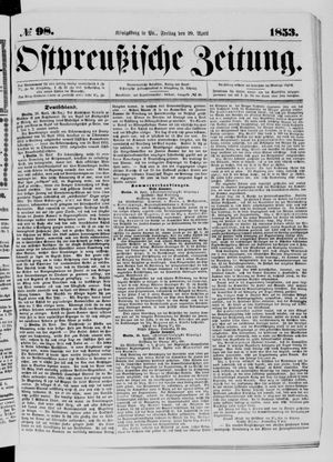 Ostpreußische Zeitung on Apr 29, 1853