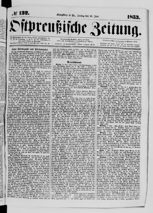 Ostpreußische Zeitung vom 10.06.1853