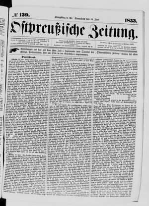 Ostpreußische Zeitung on Jun 18, 1853