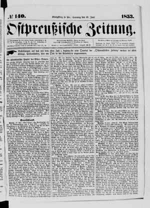 Ostpreußische Zeitung on Jun 19, 1853