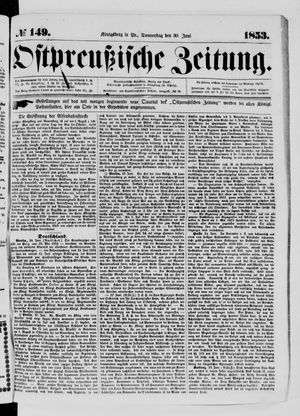 Ostpreußische Zeitung vom 30.06.1853