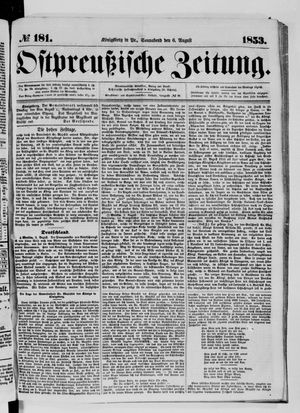 Ostpreußische Zeitung vom 06.08.1853