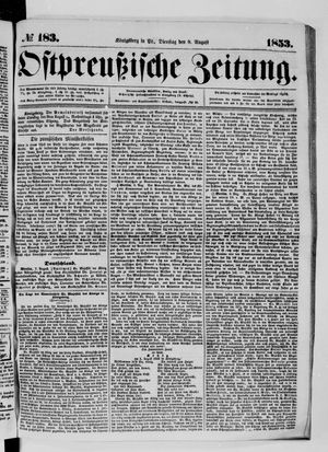 Ostpreußische Zeitung on Aug 9, 1853