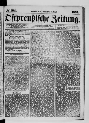 Ostpreußische Zeitung on Aug 10, 1853