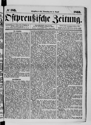 Ostpreußische Zeitung vom 11.08.1853