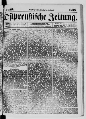 Ostpreußische Zeitung vom 16.08.1853