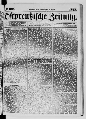 Ostpreußische Zeitung vom 17.08.1853