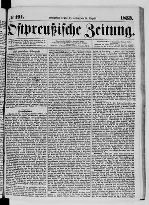 Ostpreußische Zeitung vom 18.08.1853