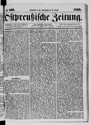 Ostpreußische Zeitung vom 20.08.1853