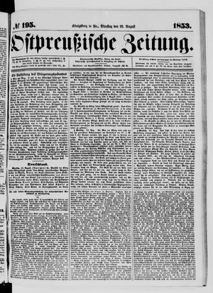 Ostpreußische Zeitung vom 23.08.1853