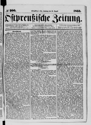 Ostpreußische Zeitung vom 28.08.1853