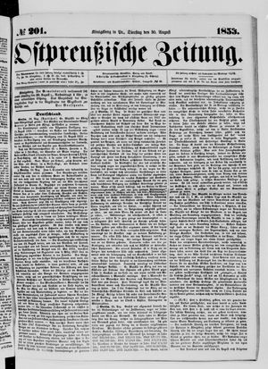 Ostpreußische Zeitung vom 30.08.1853