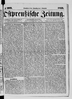 Ostpreußische Zeitung vom 01.09.1853