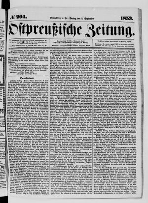 Ostpreußische Zeitung vom 02.09.1853