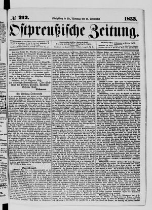 Ostpreußische Zeitung vom 11.09.1853