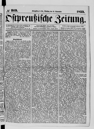 Ostpreußische Zeitung on Sep 13, 1853