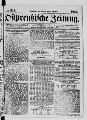 Ostpreußische Zeitung vom 14.09.1853