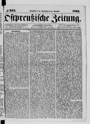 Ostpreußische Zeitung vom 15.09.1853