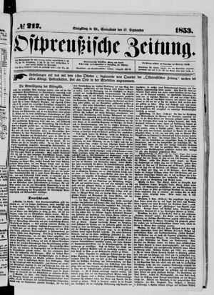 Ostpreußische Zeitung on Sep 17, 1853