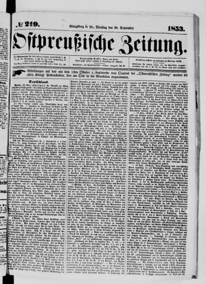 Ostpreußische Zeitung vom 20.09.1853