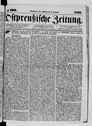 Ostpreußische Zeitung on Sep 21, 1853
