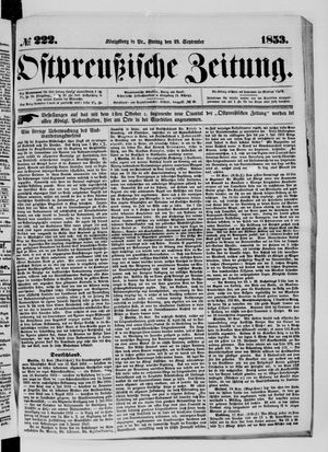 Ostpreußische Zeitung on Sep 23, 1853