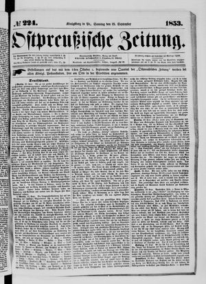 Ostpreußische Zeitung on Sep 25, 1853