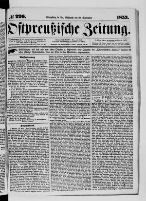 Ostpreußische Zeitung vom 28.09.1853