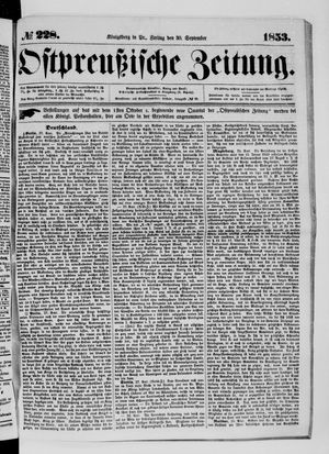 Ostpreußische Zeitung vom 30.09.1853
