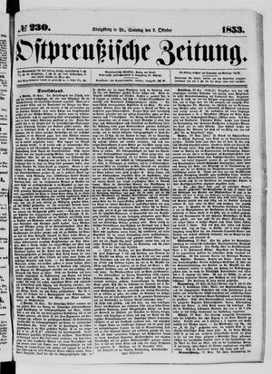 Ostpreußische Zeitung vom 02.10.1853