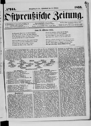 Ostpreußische Zeitung vom 15.10.1853