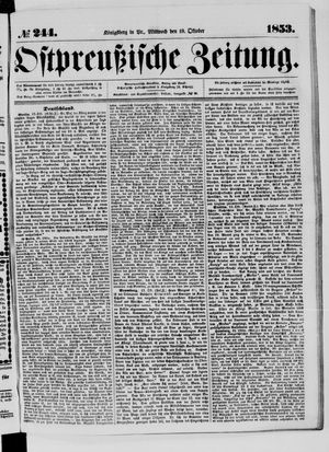Ostpreußische Zeitung on Oct 19, 1853
