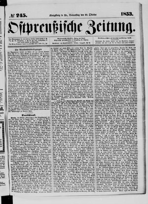 Ostpreußische Zeitung vom 20.10.1853