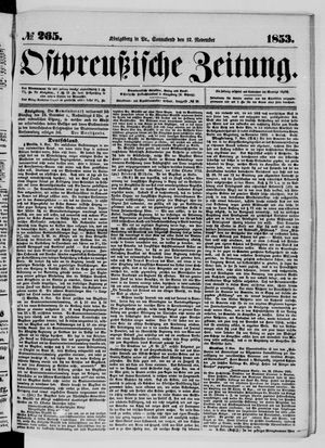 Ostpreußische Zeitung vom 12.11.1853