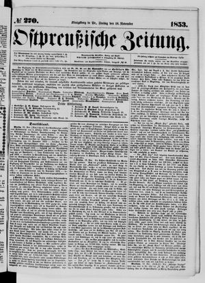 Ostpreußische Zeitung on Nov 18, 1853