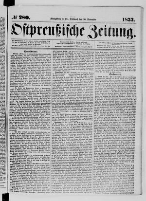 Ostpreußische Zeitung vom 30.11.1853
