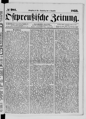 Ostpreußische Zeitung on Dec 1, 1853