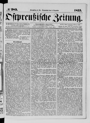 Ostpreußische Zeitung vom 03.12.1853