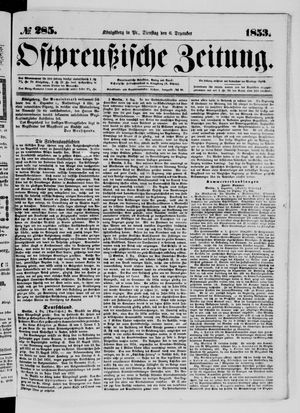 Ostpreußische Zeitung vom 06.12.1853