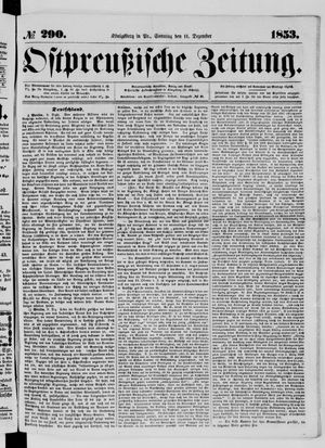 Ostpreußische Zeitung vom 11.12.1853