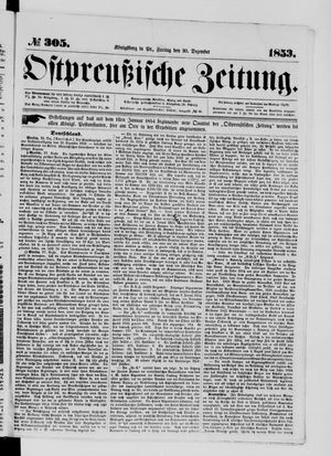 Ostpreußische Zeitung vom 30.12.1853