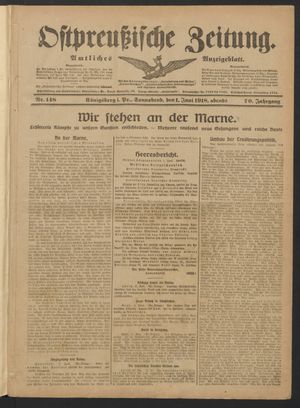 Ostpreußische Zeitung vom 01.06.1918