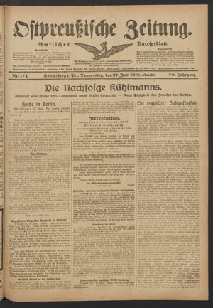 Ostpreußische Zeitung vom 27.06.1918