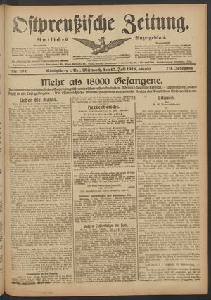 Ostpreußische Zeitung vom 17.07.1918