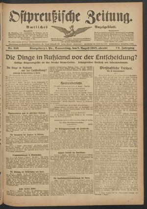 Ostpreußische Zeitung vom 08.08.1918