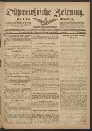 Ostpreußische Zeitung vom 11.08.1918