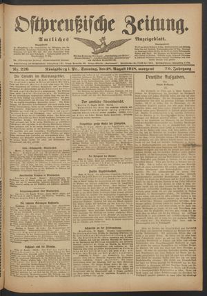 Ostpreußische Zeitung vom 18.08.1918