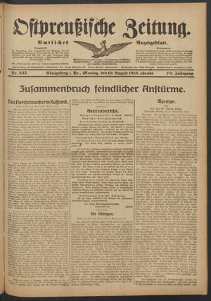 Ostpreußische Zeitung vom 19.08.1918