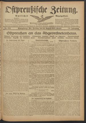 Ostpreußische Zeitung vom 23.08.1918